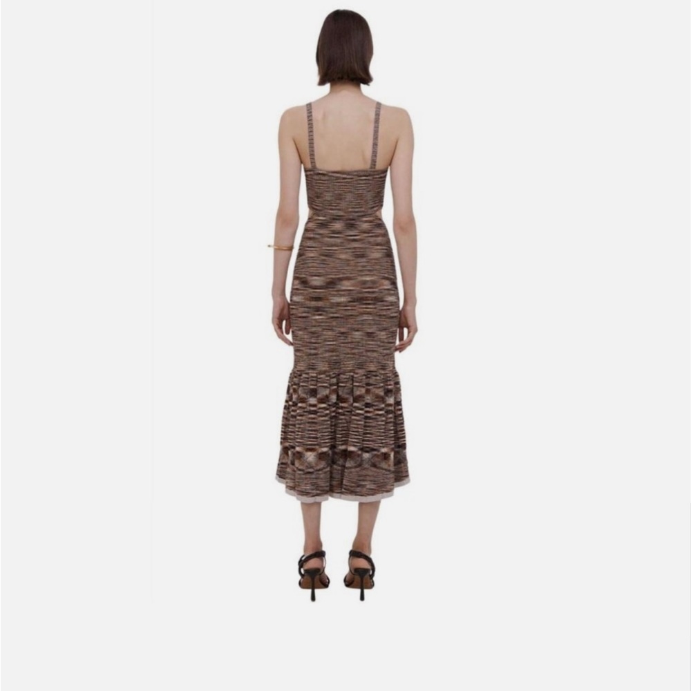 Johnathan Simkhai Chocolate Multi Shania Pleated Space Dye Maxi Dress NWT - Picture 4 of 7